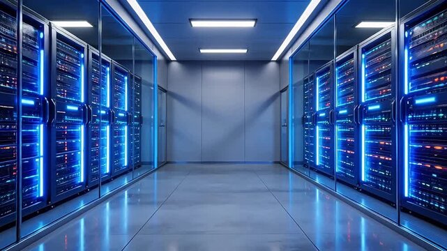 server room with blue lights