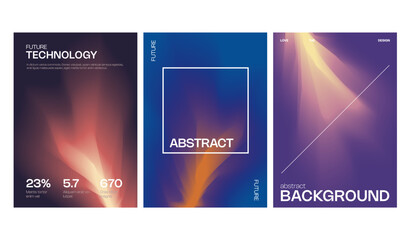 Gradient poster abstract design with shape background for modern cover. Blue brochure, digital card and fluid geometric elements. 