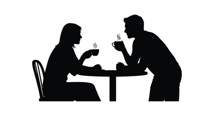 A couple enjoys a quiet moment together at a table sharing coffee and conversation a striking silhouette high quality professional detailed © RMvectors02