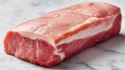 Fresh Raw Pork Loin on Marble Surface Ready for Cooking, a Culinary Delight for Home Chefs and Food Enthusiasts Showcasing Quality Meat Cuts