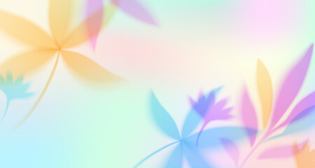 Spring gradient blurred background vector illustration. Defocused leaves and flowers in pastel colors, abstract summer or autemn nature pattern with floral design and color gradation, moder art