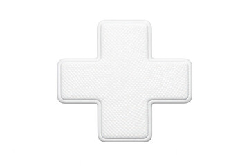 Obraz premium White medical cross symbol with textile texture, representing healthcare, first aid, and medicine on transparent background