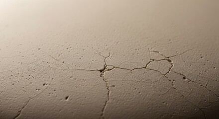 Obraz premium Extreme Close-up of Fissures and Cracks on a Dry, Beige Textured Surface, Highlighting Imperfection