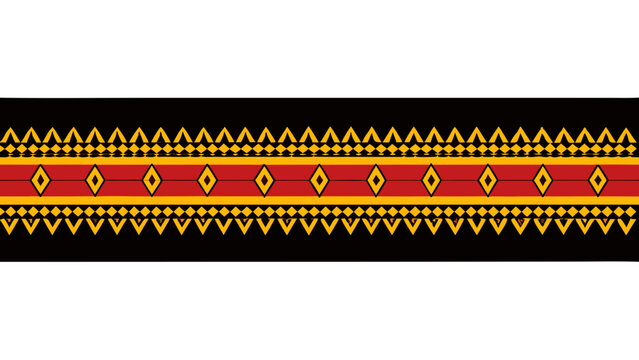 Traditional Lao textile border pattern with geometric gold and red.