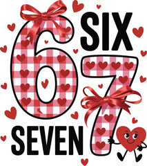 Cute heart character with playful numbers for Valentine's Day