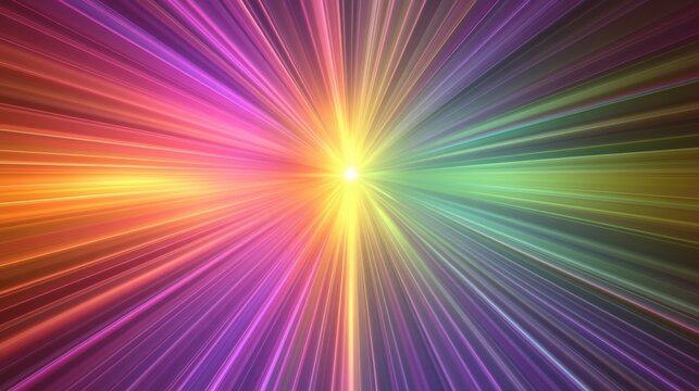 An explosion of vibrant spectral light radiating outwards from a central bright core, creating a stunning visual display of color and energy.