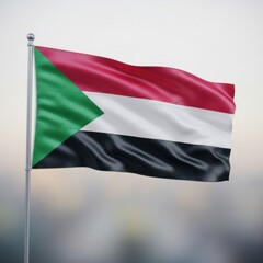 Obraz premium Sudanese Flag Waving in Open Air
