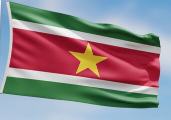 Obraz premium Suriname Flag with Golden Star
