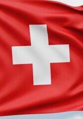 Swiss Flag Against Clear Blue Sky