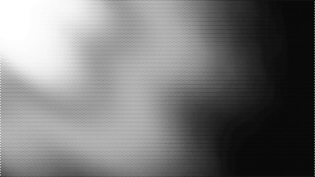 Monochrome halftone dot gradient background with smooth transition from light gray to black in vector style minimal design