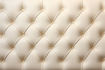 Fototapeta premium A close-up of a padded surface made from fabric. The surface features button details arranged in a grid pattern. The color is soft and light, creating an elegant look