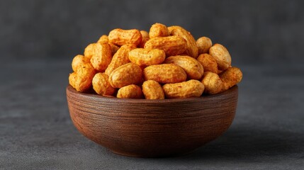 Fototapeta premium Bowl of crunchy orange snacks on a dark surface with a smooth texture showcasing vibrant colors and appealing shapes and sizes for food photography