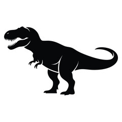 Tyrannosaurus rex Trex dinosaur black silhouette icon vector isolated on a white background suitable for dinosaur icon design prehistoric animal symbols and creative graphic projects © Nass Studio