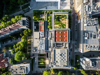 Modern eco rooftop garden of Centrum Spotkania Kultur in Lublin city, Sustainable green roof architecture of cultural center in Lublin Poland