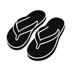 Flip Flops Icon Summer Beach Footwear Simple Silhouette Vector