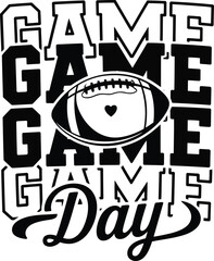 Black and white football graphic with heart on ball