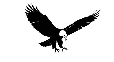 Obraz premium Black Silhouette Eagle Flying with Talons.