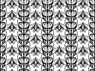 Obraz premium This image features a seamless black and white bee pattern.