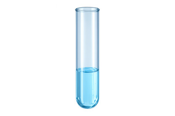 Glass test tube filled with a vibrant blue liquid, representing scientific research, laboratory experimentation, and chemical compounds. Transparent background