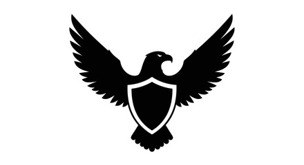 Obraz premium Black Eagle Silhouette with Shield Emblem.