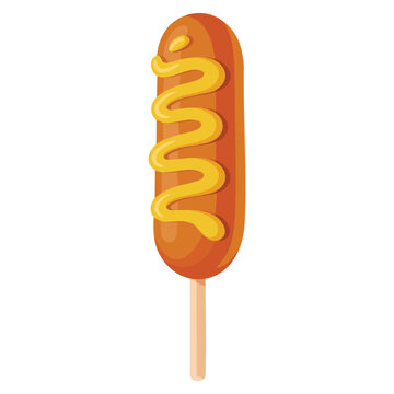 Vector illustration of corn dog isolated object ideal for fast food snack fair cuisine menu visuals and food advertising designs