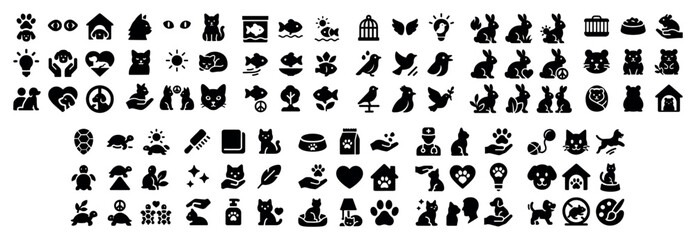 Fototapeta premium Silhouette pet icons set