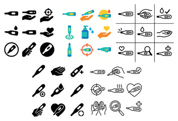 Fototapeta premium Thermometer and hygiene icons collection