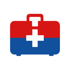 Obraz premium Red And Blue First Aid Kit Vector Icon