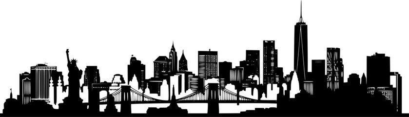 Obraz premium New York City Skyline Vector black and white 