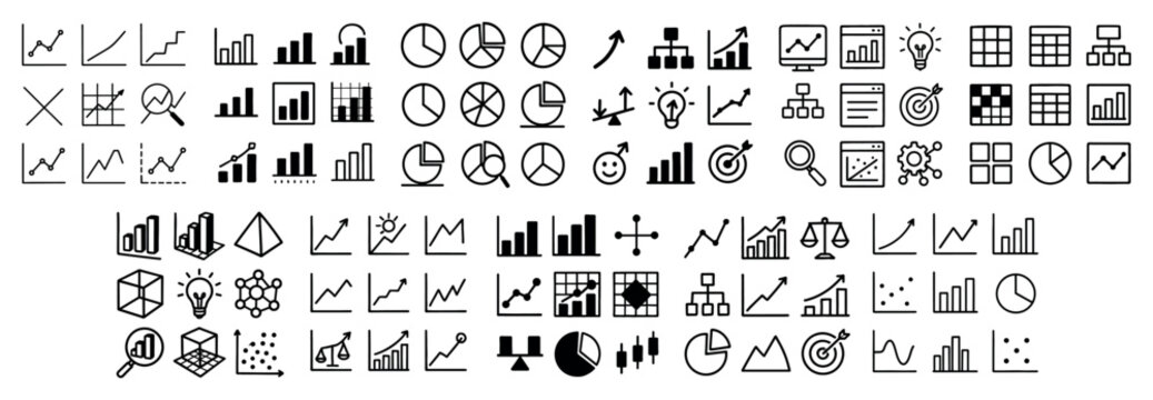 Chart and graph line icons collection