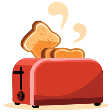 Vector illustration of toaster with bread isolated clean kitchen graphic perfect for breakfast concepts cooking appliances and home lifestyle visuals
