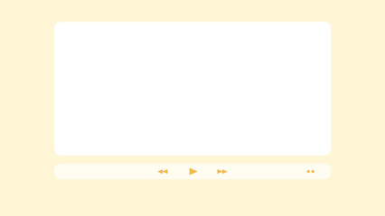 動画プレーヤーのインターフェース素材、イエローの再生画面フレームと操作パネルのベクターイラスト