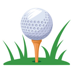 Vector isolated illustration of golf ball on a tee suitable for golfing sports equipment training competition recreation and outdoor leisure visuals