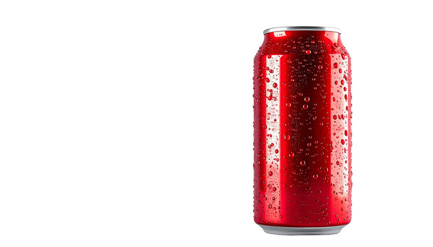 Red soda can isolated on transparent background, high-quality PNG showing aluminum beverage can, perfect for soft drink branding, refreshment ads, and packaging designs.
