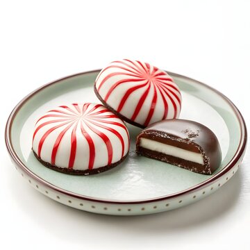 Peppermint patty on a plate with white background