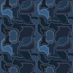Futuristic Circuit Board Pattern with Blue and Gray Tones for Technology and Digital Design Backgrounds