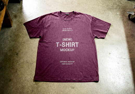 T-Shirt Flat Lay Mockup on Floor
