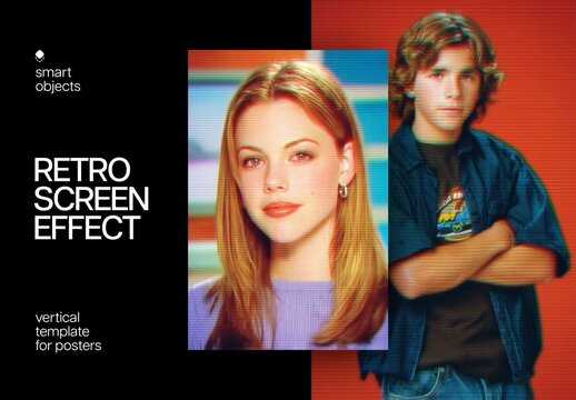 Retro TV Poster Photo Effect Mockup