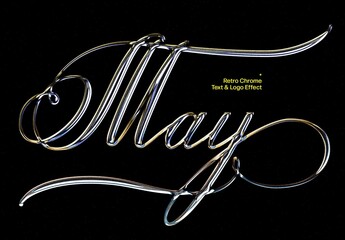 Retro Chrome Text Effect Mockup