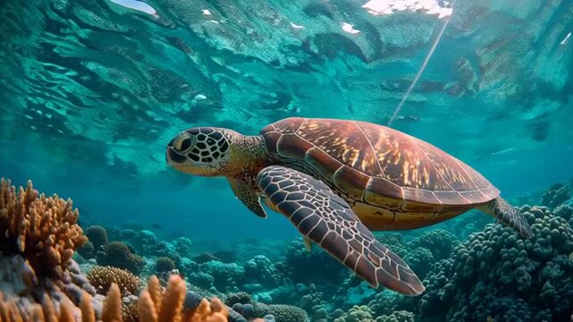 sea turtle swimming in the sea