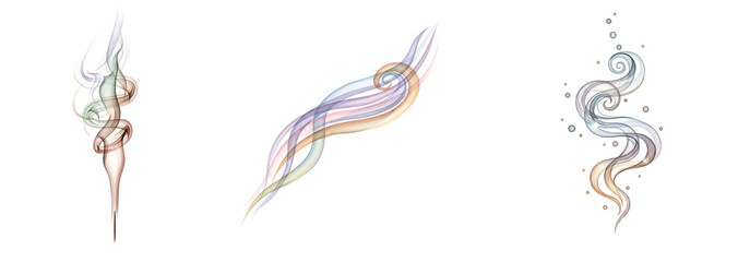Obraz premium Three abstract colorful creatures on transparent background