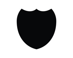Black Shield Icon with Smooth Curves and Wavy Top Edge Vector Graphic