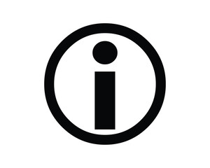 Black and White Information Icon with Circle and Lowercase Letter i