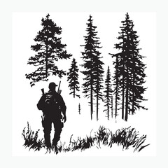 silhouette of a man in a forest