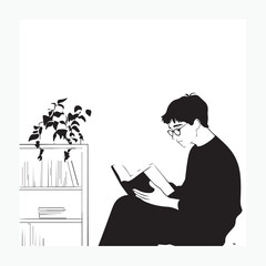 young woman reading a book