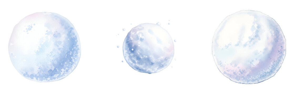 Three moons in space on transparent background