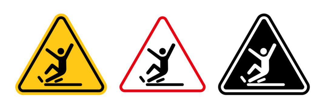 Wet Floor signs collection Silhouette flat icon design element.