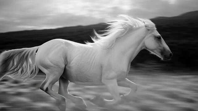 white horse on the beach