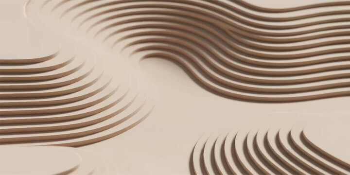 An abstract brown background vector illustration featuring a textured sand pattern with elegant desert dune waves and flowing wooden lines for a natural wallpaper design