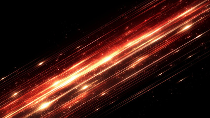 黒背景に斜めに走る赤い光のスピードラインと火花